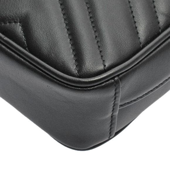 Gucci GG Marmont Mini Shoulder Bag Black Gold Hardware Leather - Picture 7 of 10